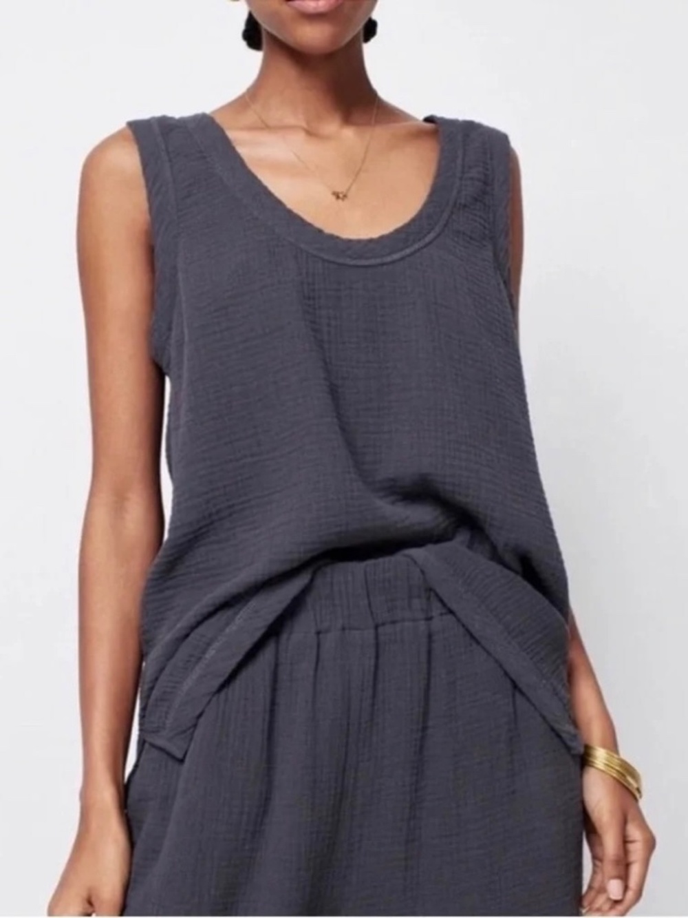 NWT FAHERTY DREAM COTTON GAUZE SCOOP NECK TANK TOP, SMALL